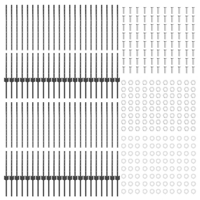 Słupek ogrodzeniowy. 44 pcs Szary 140 cm Stal