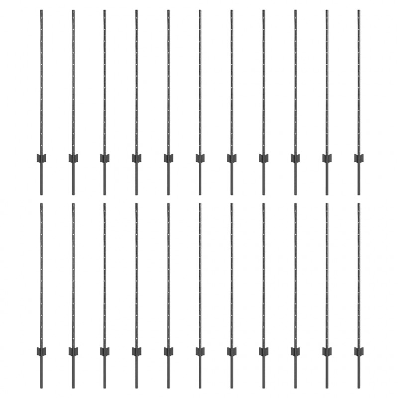 Słupek ogrodzeniowy. 22 pcs Szary 160 cm Stal