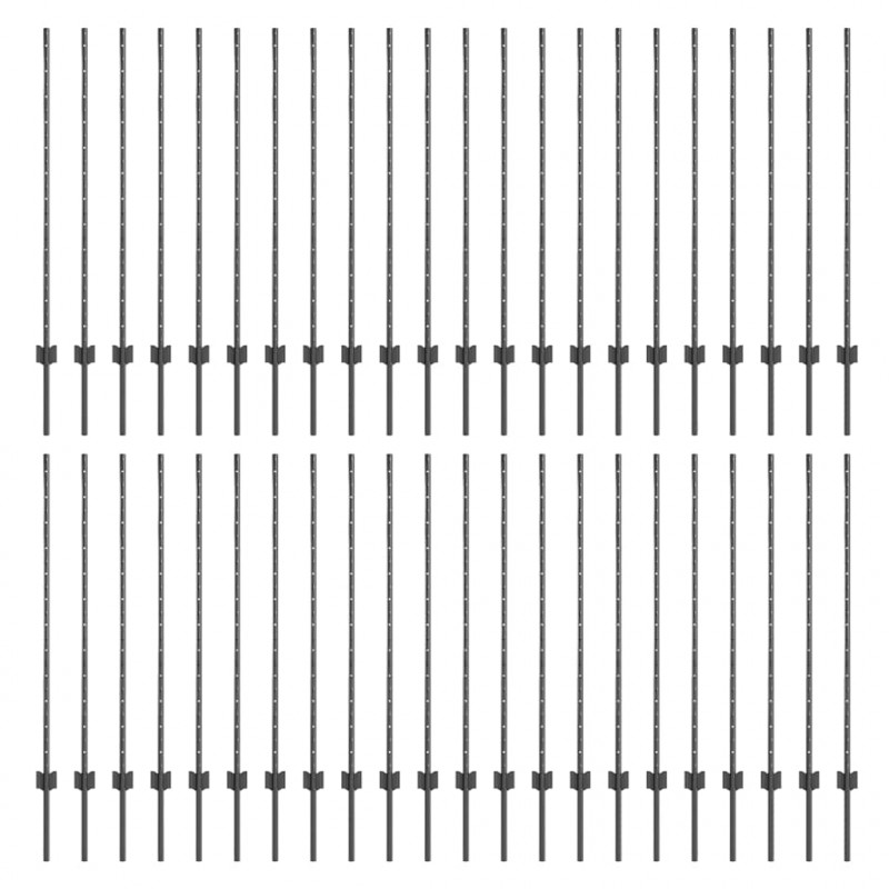 Słupek ogrodzeniowy. 44 pcs Szary 160 cm Stal