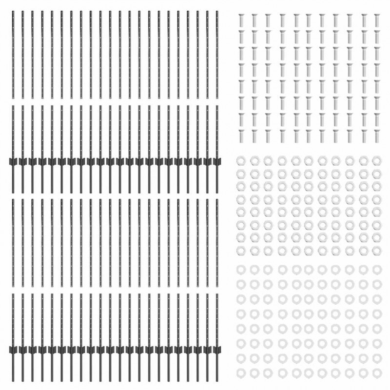 Słupek ogrodzeniowy. 44 pcs Szary 160 cm Stal