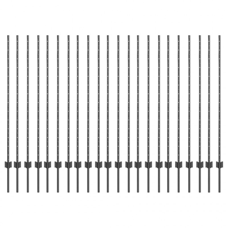 Słupek ogrodzeniowy. 22 pcs Szary 180 cm Stal