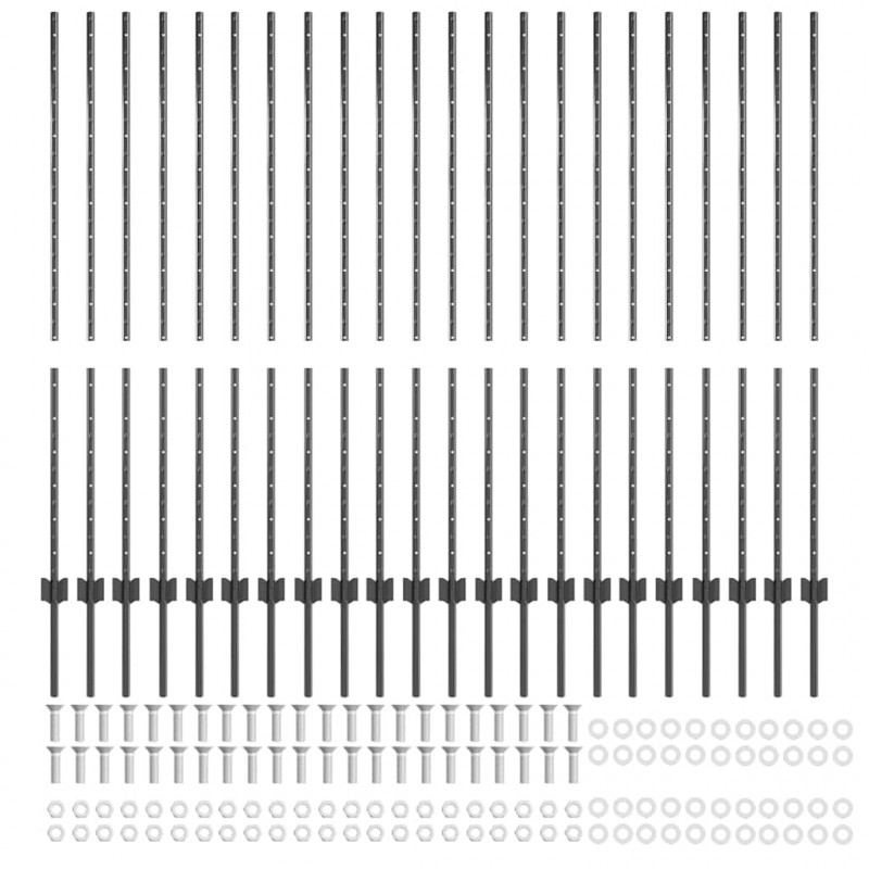 Słupek ogrodzeniowy. 22 pcs Szary 180 cm Stal