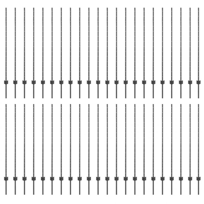 Słupek ogrodzeniowy. 44 pcs Szary 180 cm Stal