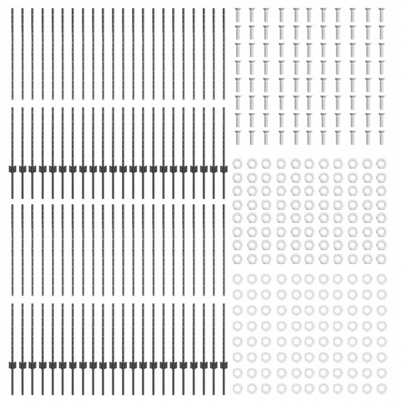 Słupek ogrodzeniowy. 44 pcs Szary 180 cm Stal
