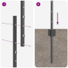 Słupek ogrodzeniowy. 44 pcs Szary 180 cm Stal