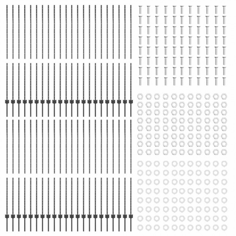Słupek ogrodzeniowy. 44 pcs Szary 200 cm Stal
