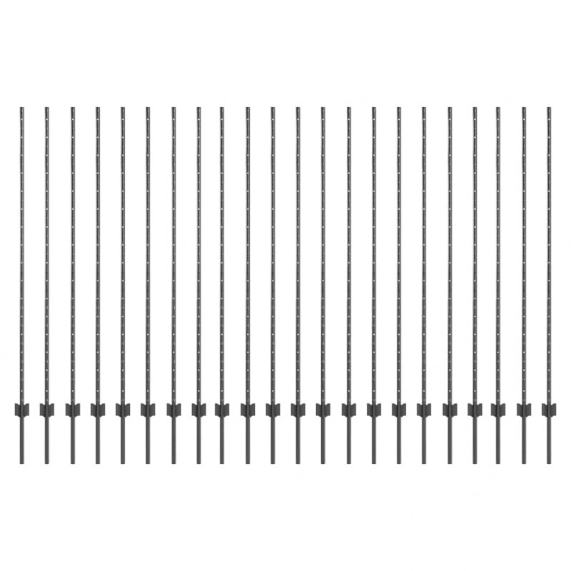 Słupek ogrodzeniowy. 22 pcs Szary 200 cm Stal