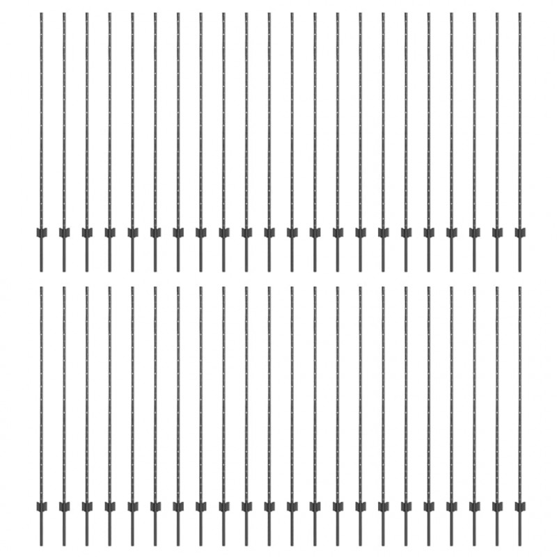 Słupek ogrodzeniowy. 44 pcs Szary 200 cm Stal