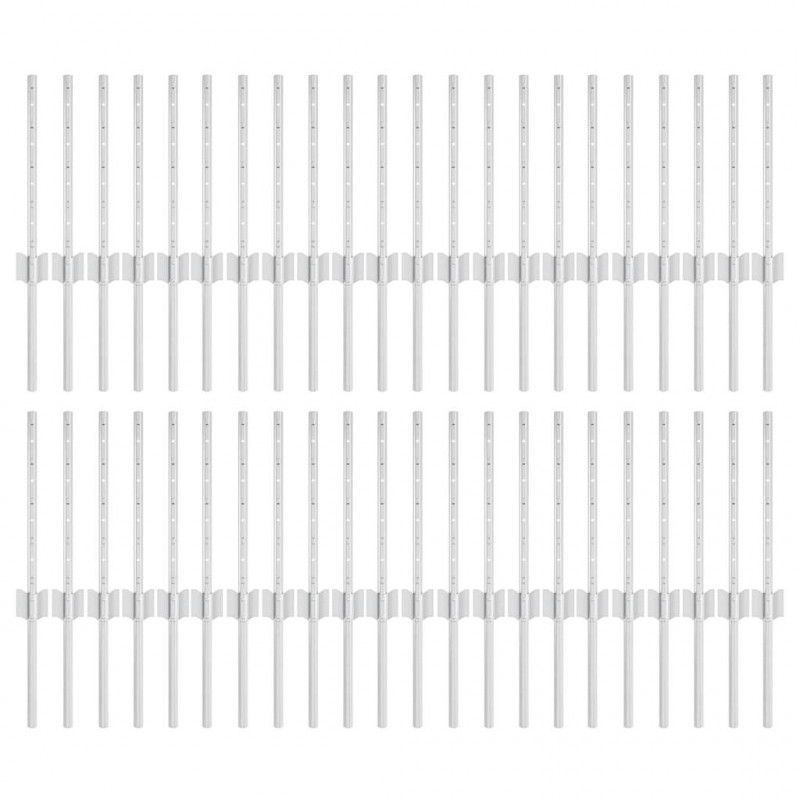 Słupek ogrodzeniowy. 44 pcs Srebrny 80 cm Stal