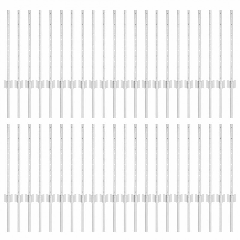 Słupek ogrodzeniowy. 44 pcs Srebrny 100 cm Stal