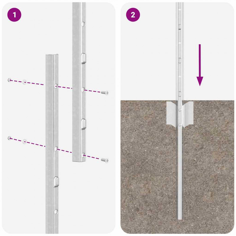 Słupek ogrodzeniowy. 44 pcs Srebrny 160 cm Stal