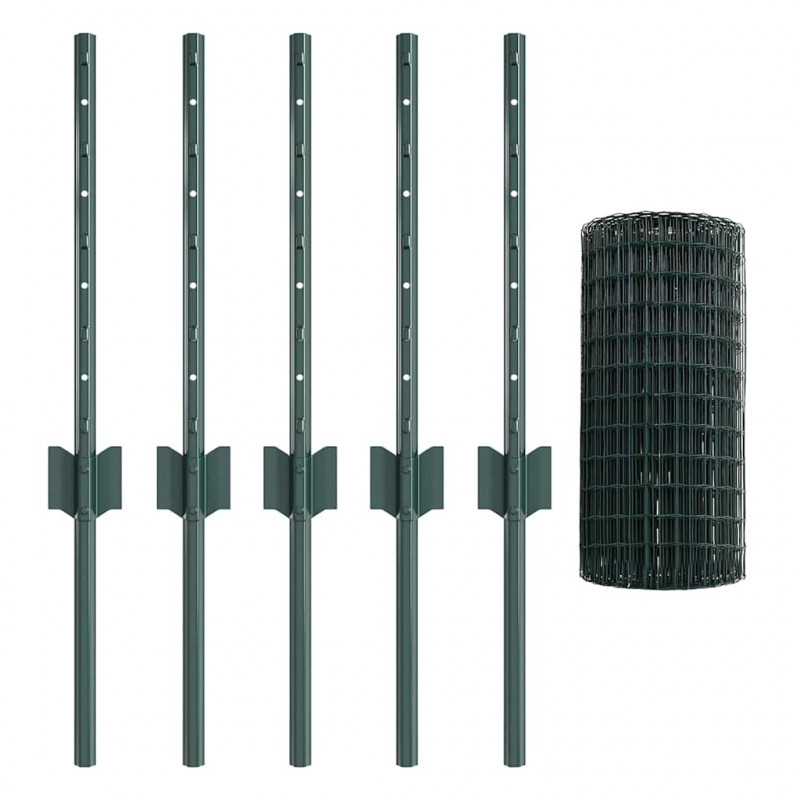 Ogrodzenie z słupkiem Zielony 0,4 x 10 m Stal i PVC