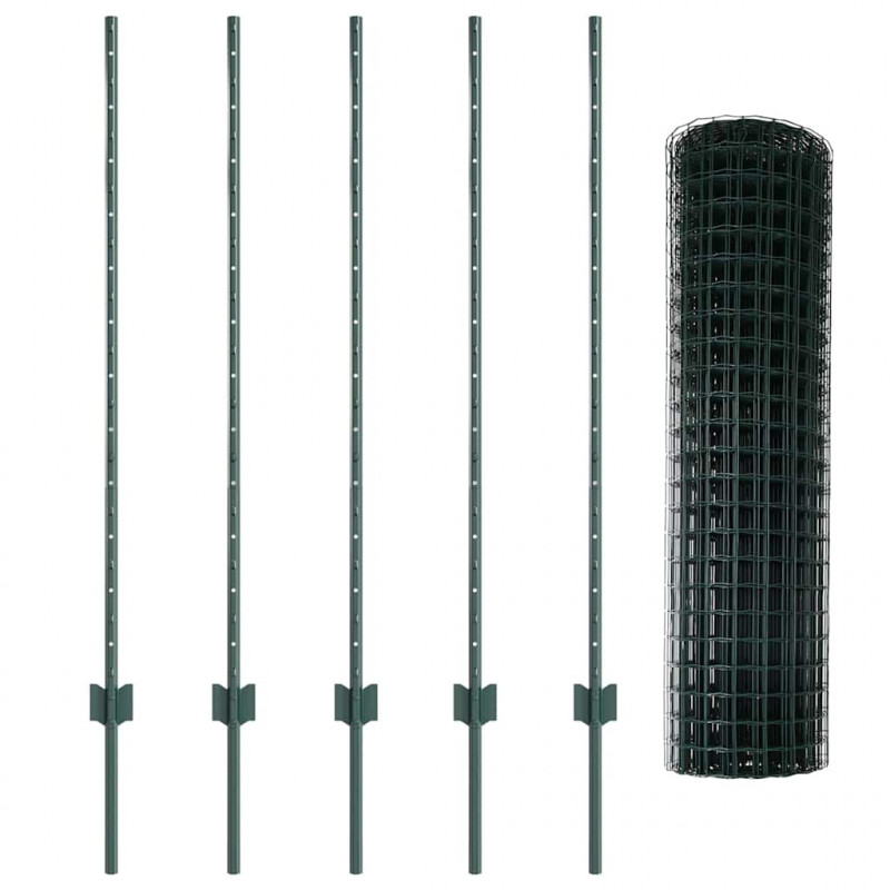 Ogrodzenie z słupkiem Zielony 1,2 x 10 m Stal i PVC