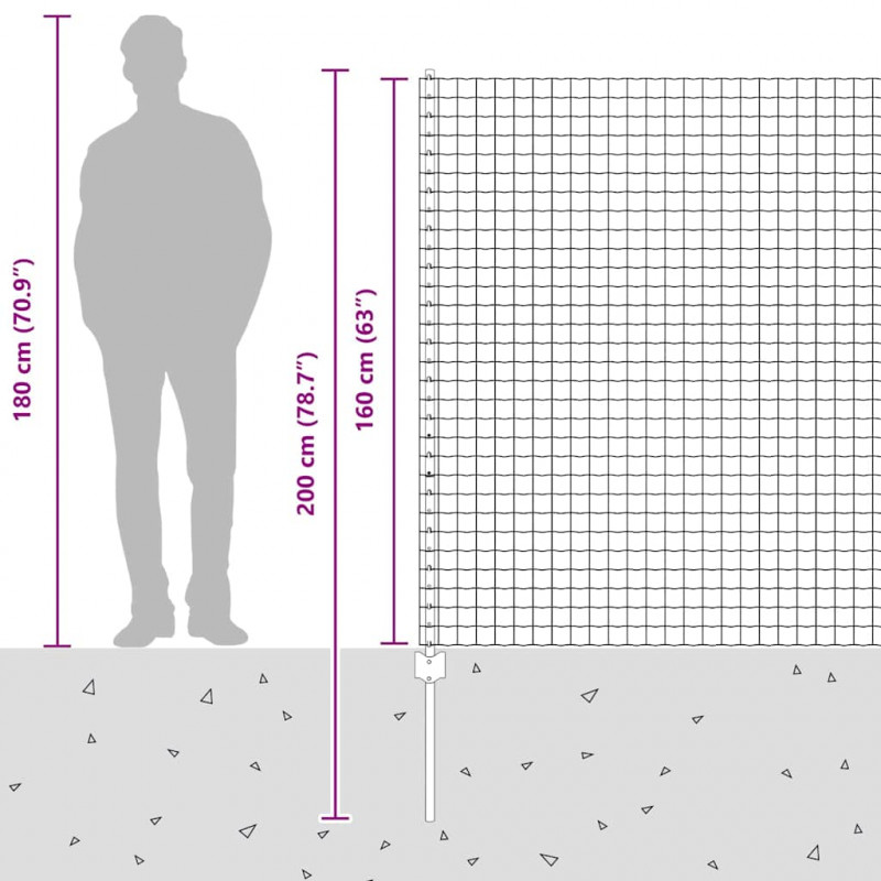 Ogrodzenie z słupkiem Zielony 1,6 x 10 m Stal i PVC