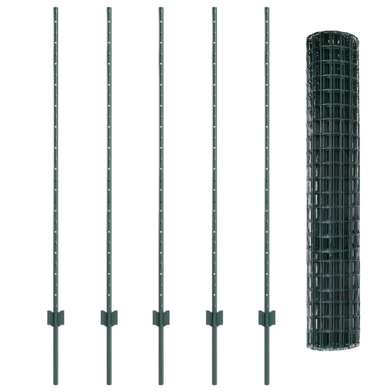Ogrodzenie z słupkiem Zielony 1,4 x 10 m Stal i PVC
