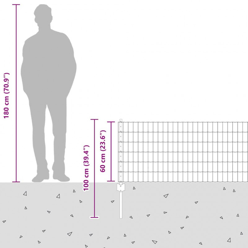 Ogrodzenie z słupkiem Zielony 0,6 x 10 m Stal i PVC