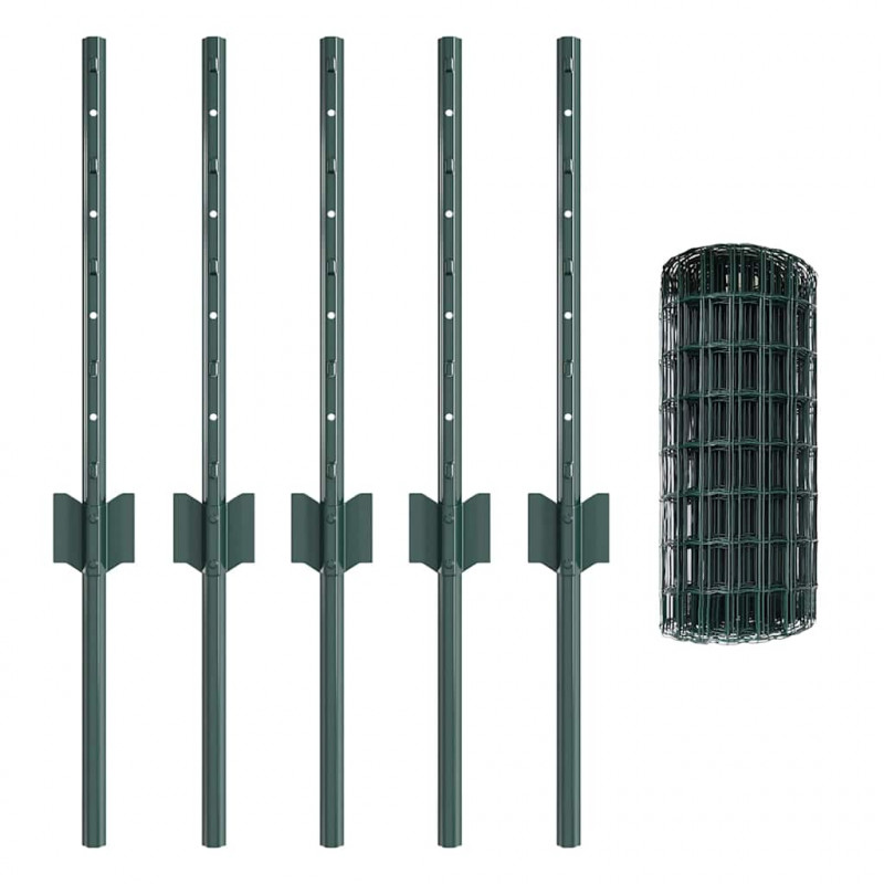 Ogrodzenie z słupkiem Zielony 0,4 x 10 m Stal i PVC