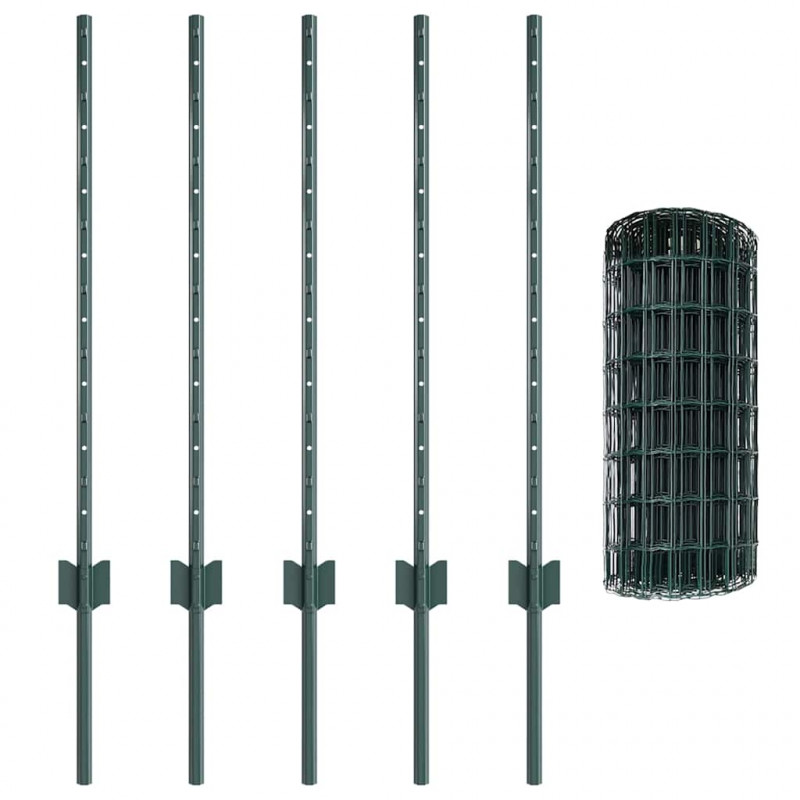 Ogrodzenie z słupkiem Zielony 0,8 x 10 m Stal i PVC