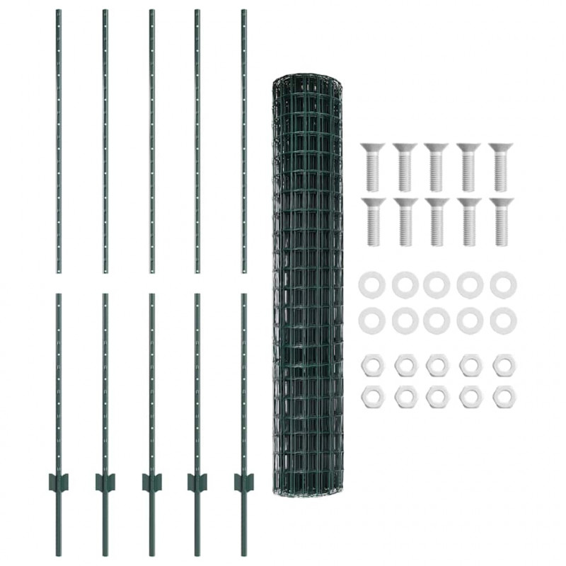 Ogrodzenie z słupkiem Zielony 1,6 x 10 m Stal i PVC