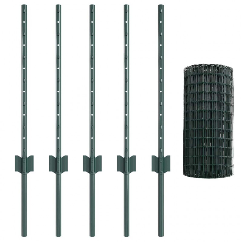 Ogrodzenie z słupkiem Zielony 0,6 x 10 m Stal i PVC