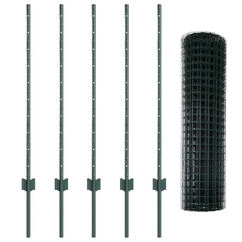 Ogrodzenie z słupkiem Zielony 1 x 10 m Stal