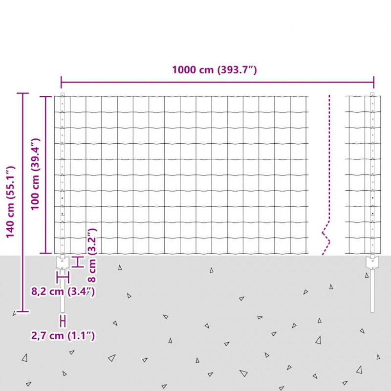 Ogrodzenie z słupkiem Zielony 1 x 10 m Stal