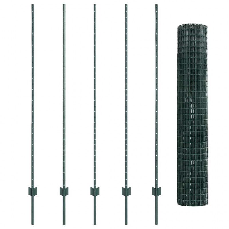 Ogrodzenie z słupkiem Zielony 1,5 x 10 m Stal