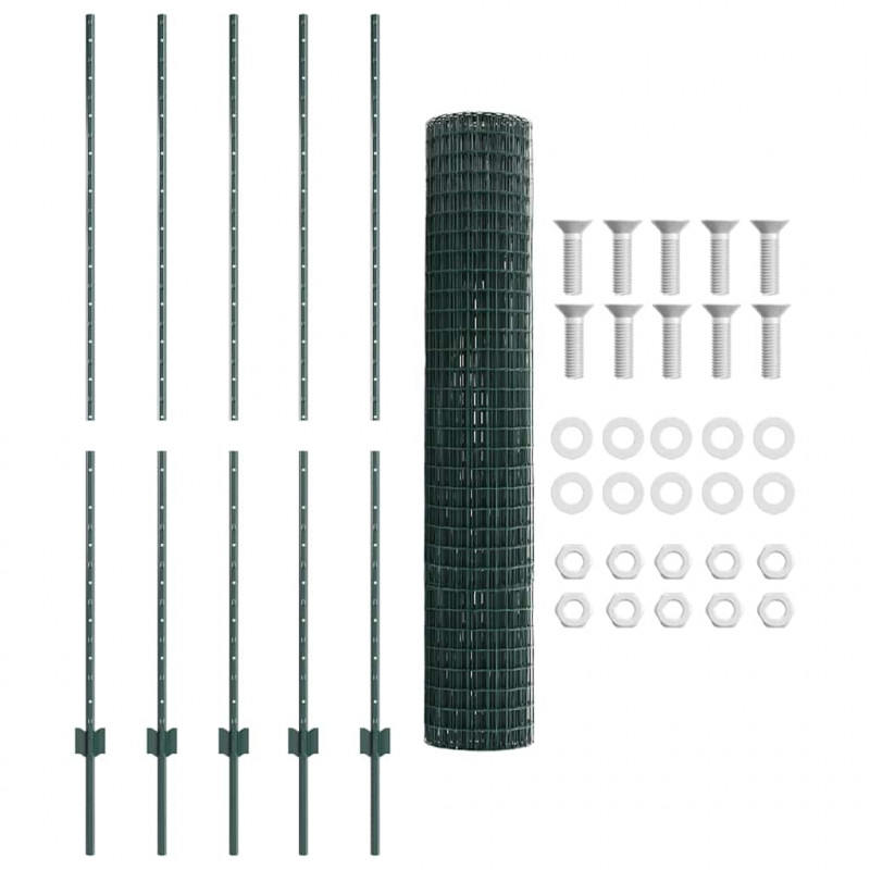 Ogrodzenie z słupkiem Zielony 1,5 x 10 m Stal