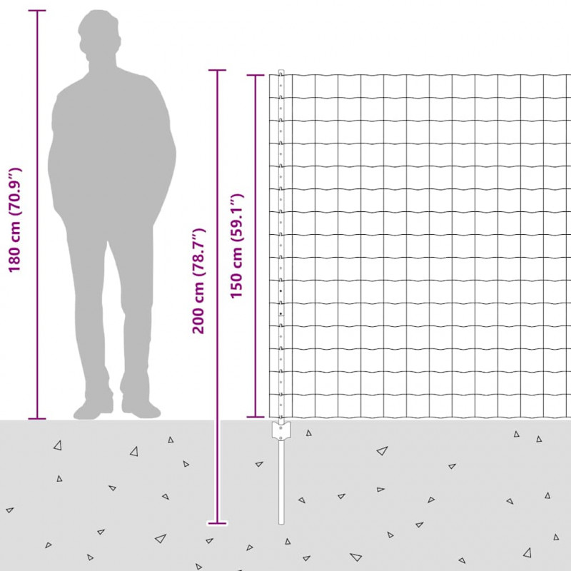 Ogrodzenie z słupkiem Zielony 1,5 x 10 m Stal