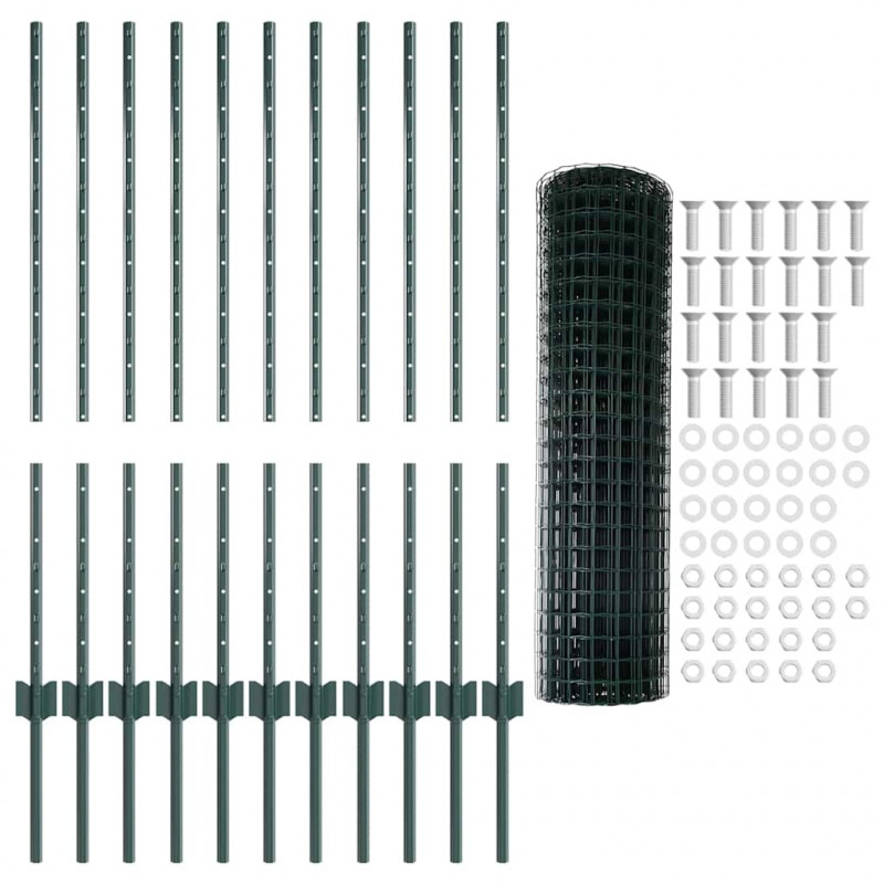 Ogrodzenie z słupkiem Zielony 1 x 25 m Stal i PVC
