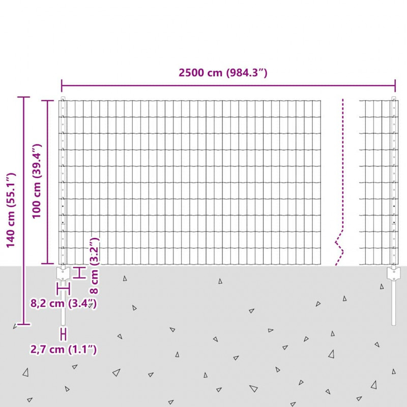 Ogrodzenie z słupkiem Zielony 1 x 25 m Stal i PVC