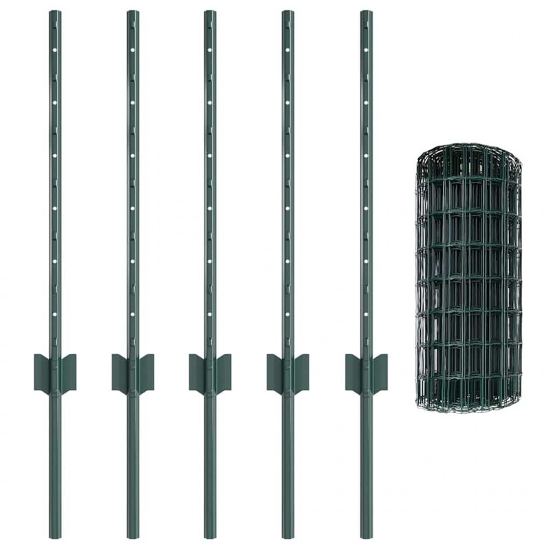 Ogrodzenie z słupkiem Zielony 0,6 x 10 m Stal i PVC