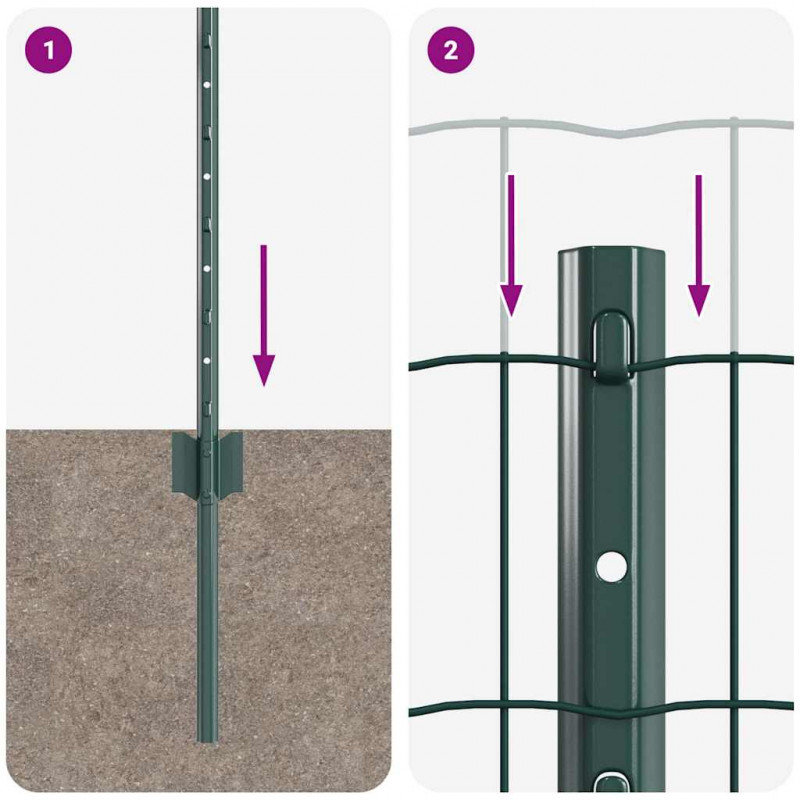 Ogrodzenie z słupkiem Zielony 0,6 x 10 m Stal i PVC