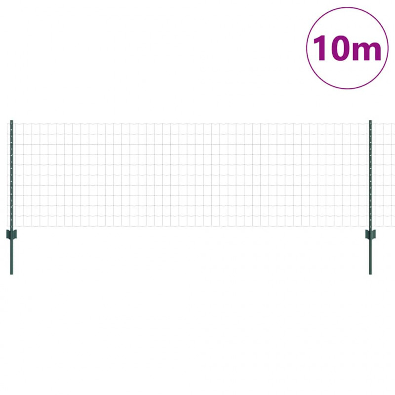 Ogrodzenie z słupkiem Zielony 0,8 x 10 m Stal