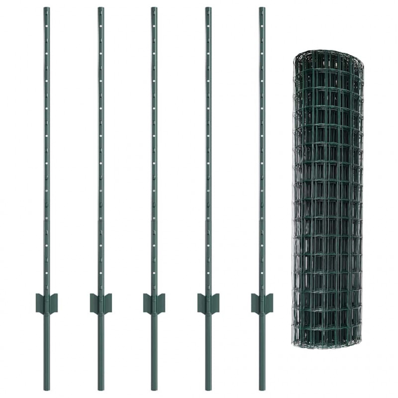 Ogrodzenie z słupkiem Zielony 1 x 10 m Stal