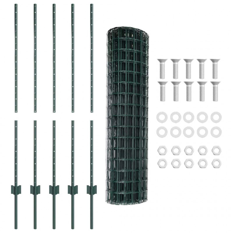 Ogrodzenie z słupkiem Zielony 1,2 x 10 m Stal