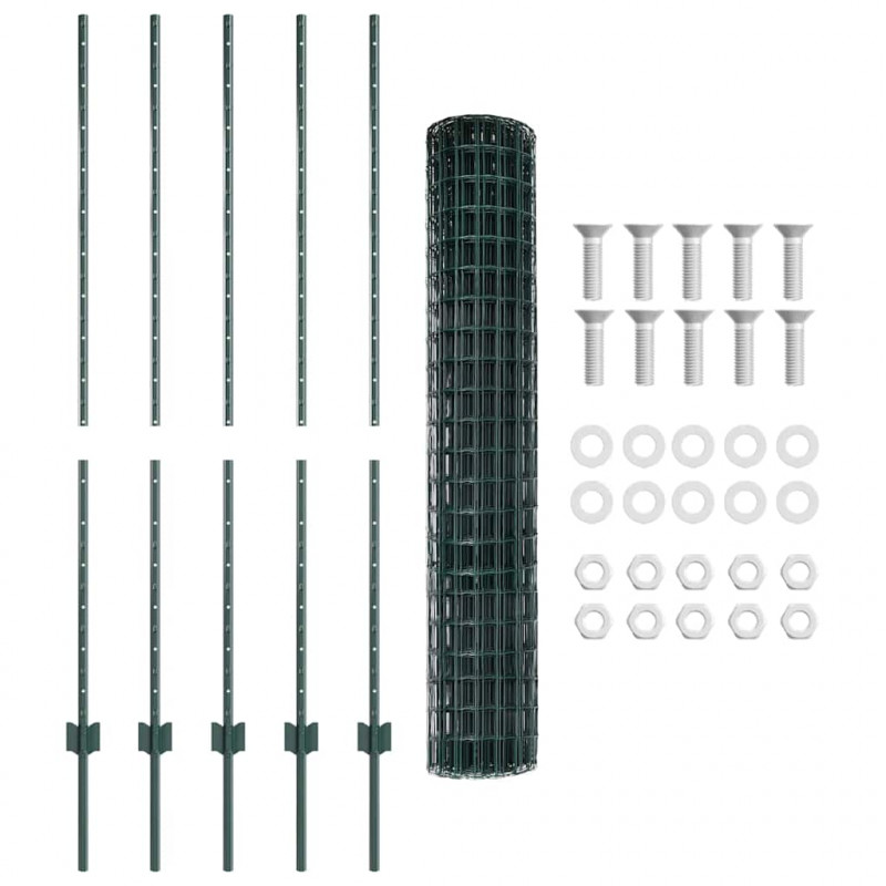 Ogrodzenie z słupkiem Zielony 1,4 x 10 m Stal i PVC