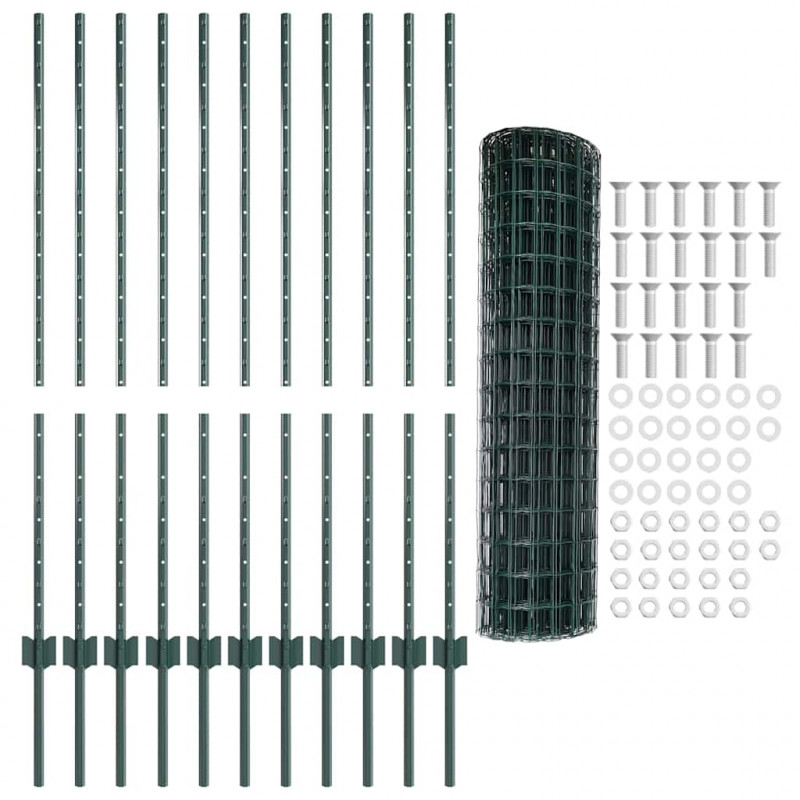 Ogrodzenie z słupkiem Zielony 1,2 x 25 m Stal