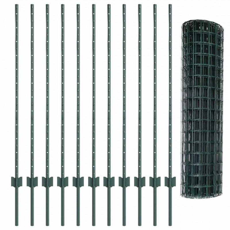 Ogrodzenie z słupkiem Zielony 1,2 x 25 m Stal