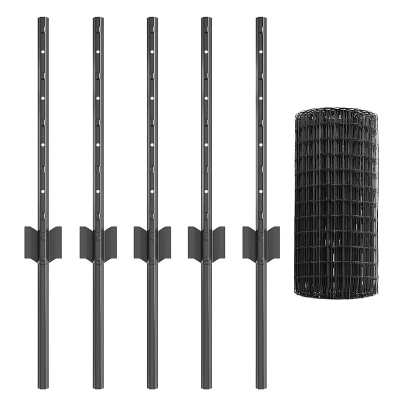 Ogrodzenie z słupkiem Szary 0,4 x 10 m Stal i PVC