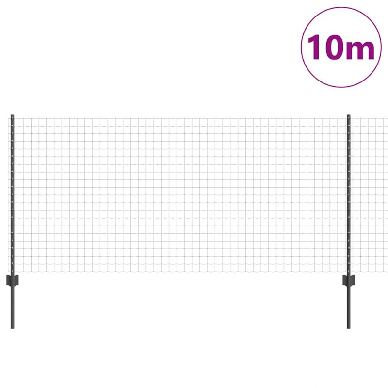 Ogrodzenie z słupkiem Szary 1 x 10 m Stal i PVC