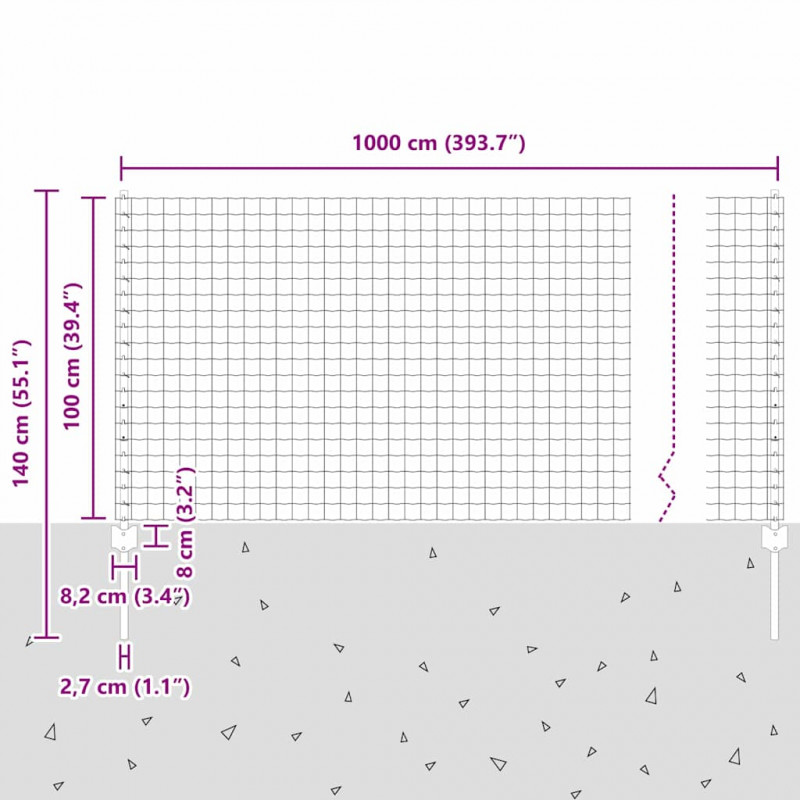Ogrodzenie z słupkiem Szary 1 x 10 m Stal i PVC