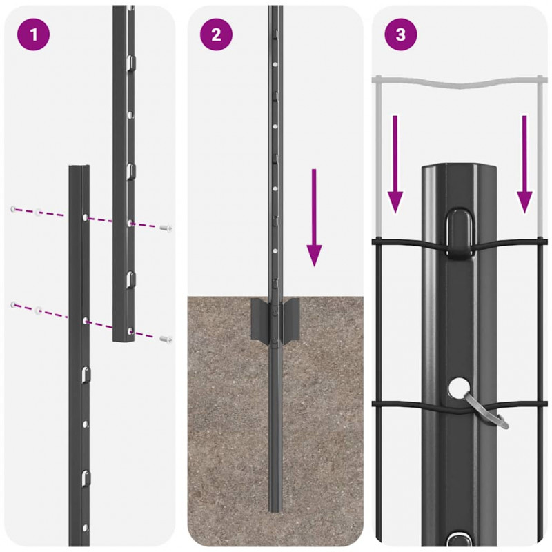 Ogrodzenie z słupkiem Szary 1,2 x 10 m Stal i PVC
