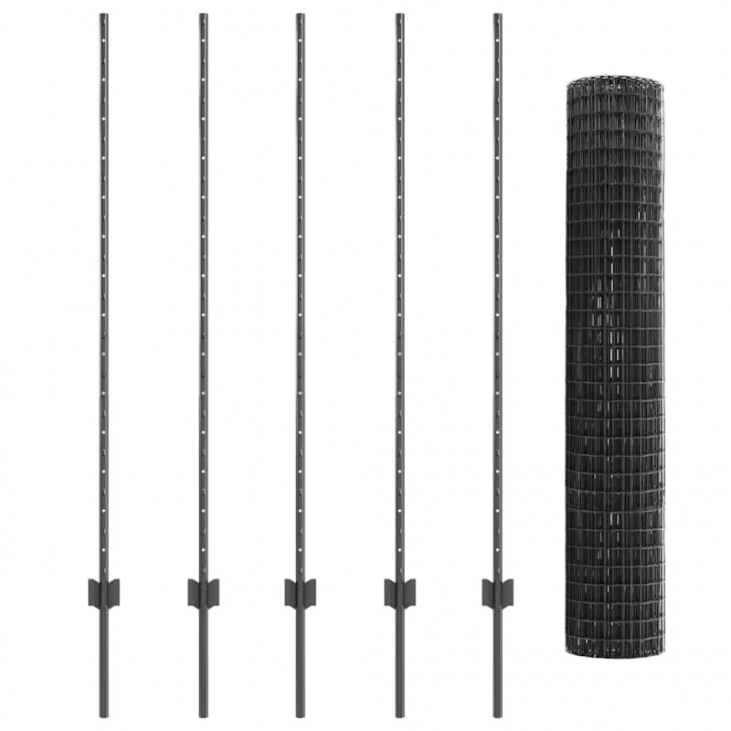 Ogrodzenie z słupkiem Szary 1,4 x 10 m Stal i PVC