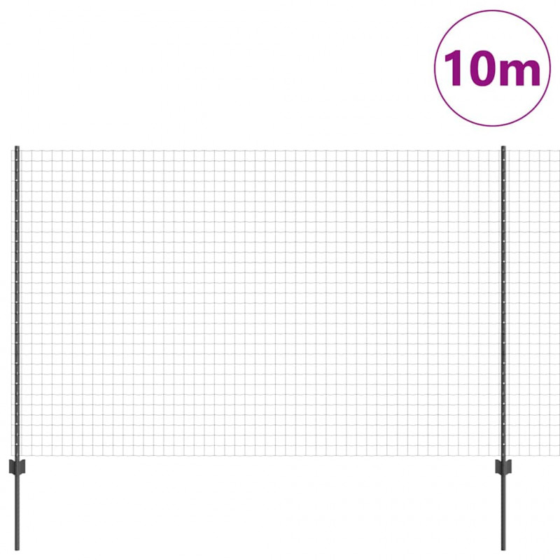 Ogrodzenie z słupkiem Szary 1,6 x 10 m Stal i PVC