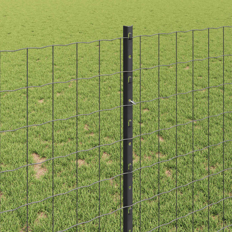 Ogrodzenie z słupkiem Szary 1 x 10 m Stal i PVC