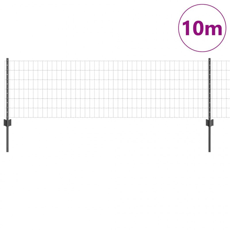 Ogrodzenie z słupkiem Szary 0,6 x 10 m Stal i PVC
