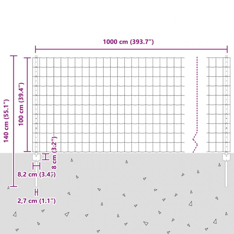 Ogrodzenie z słupkiem Szary 1 x 10 m Stal i PVC