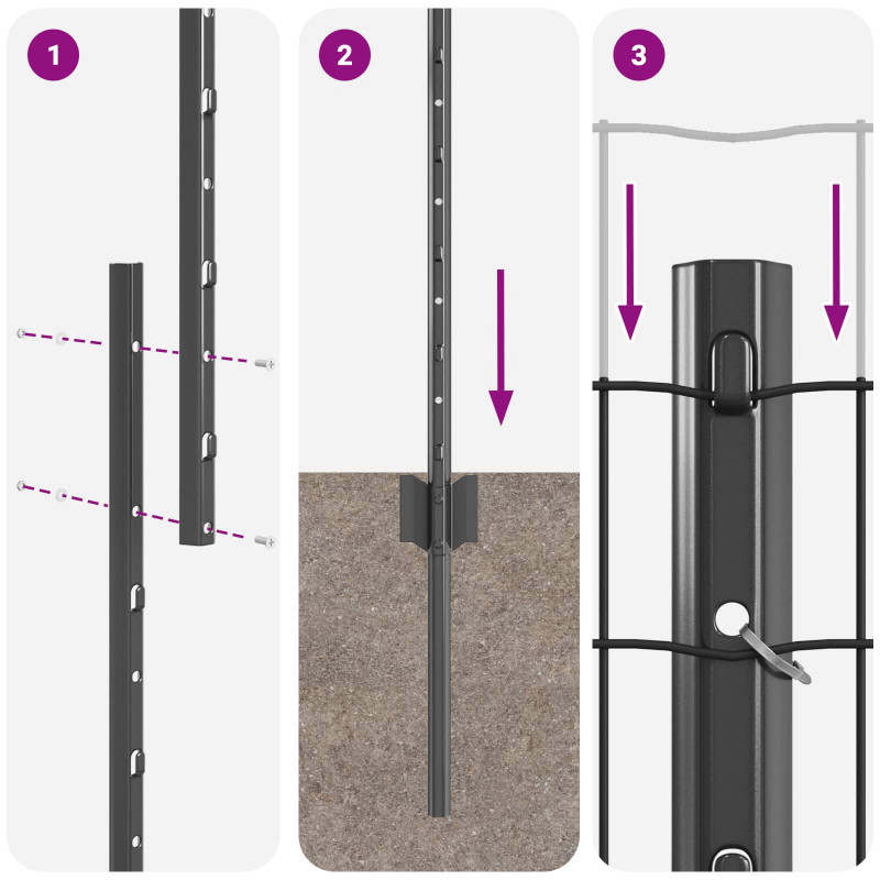 Ogrodzenie z słupkiem Szary 1,2 x 10 m Stal