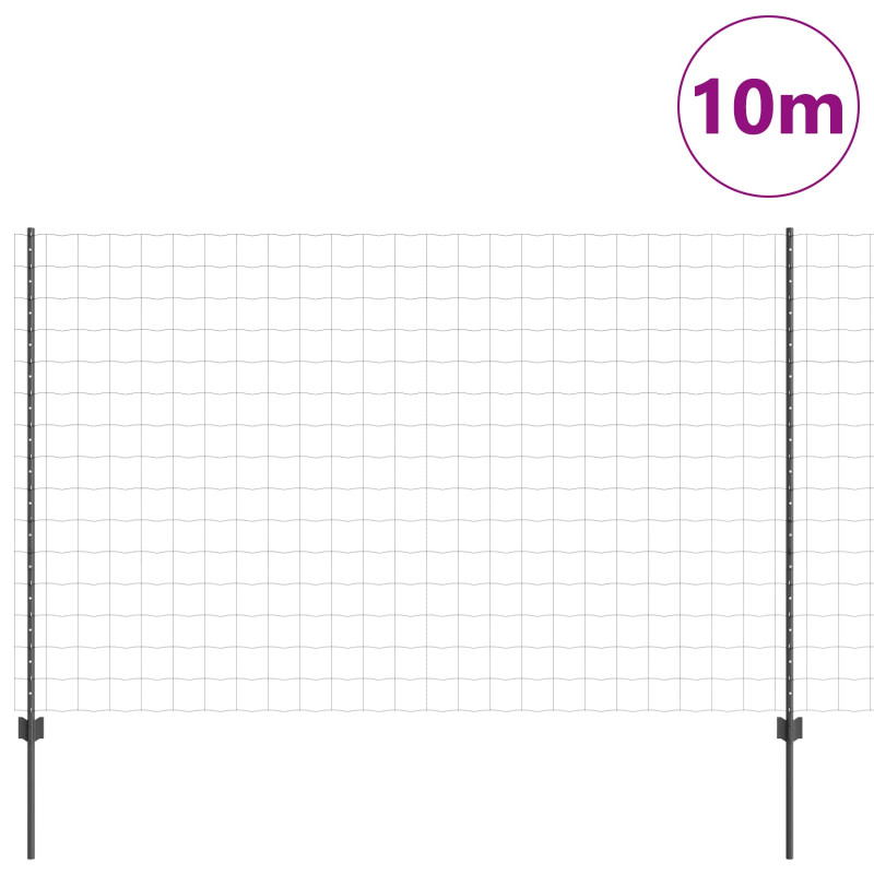 Ogrodzenie z słupkiem Szary 1,5 x 10 m Stal